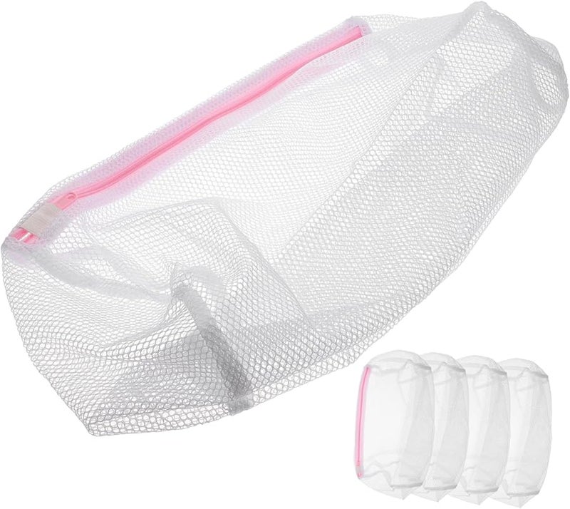 حقيبة غسيل شبكية وردية بسحاب، 5 قطع، للملابس الداخلية والسفر والغسالة - Image 1